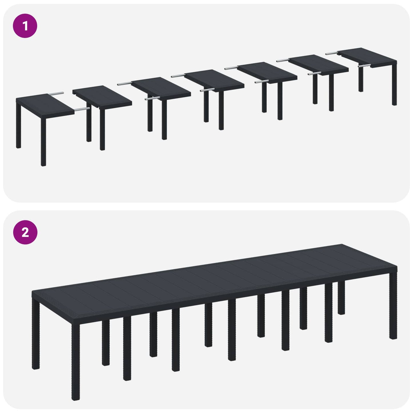vidaXL Garden Table Anthracite 350 x 100 x 74 cm Poly Rattan