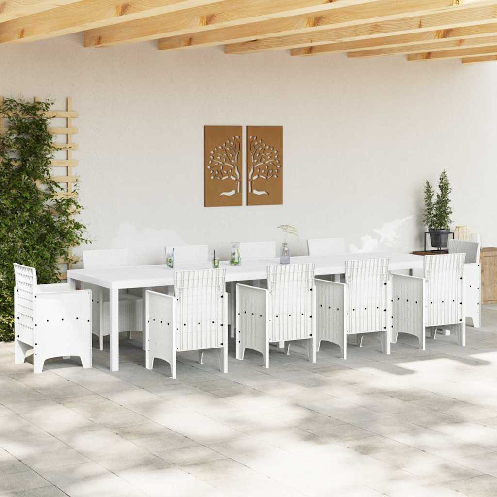 vidaXL Garden Table White 350 x 100 x 74 cm Poly Rattan