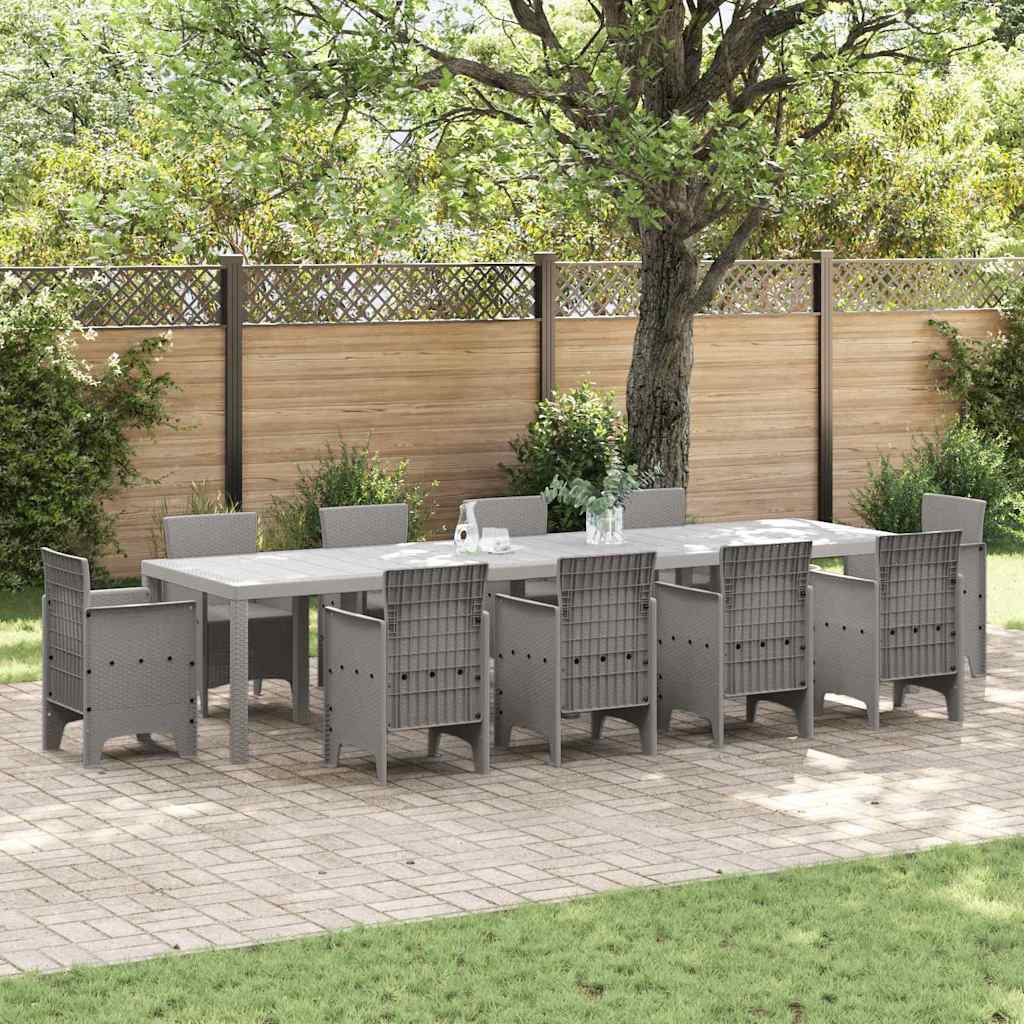 vidaXL Garden Table Light Grey 350 x 100 x 74 cm Poly Rattan