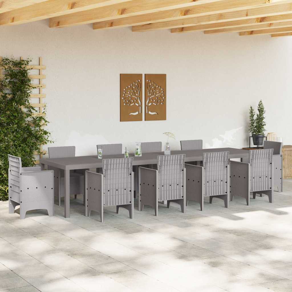 vidaXL Garden Table Light Grey 350 x 100 x 74 cm Poly Rattan