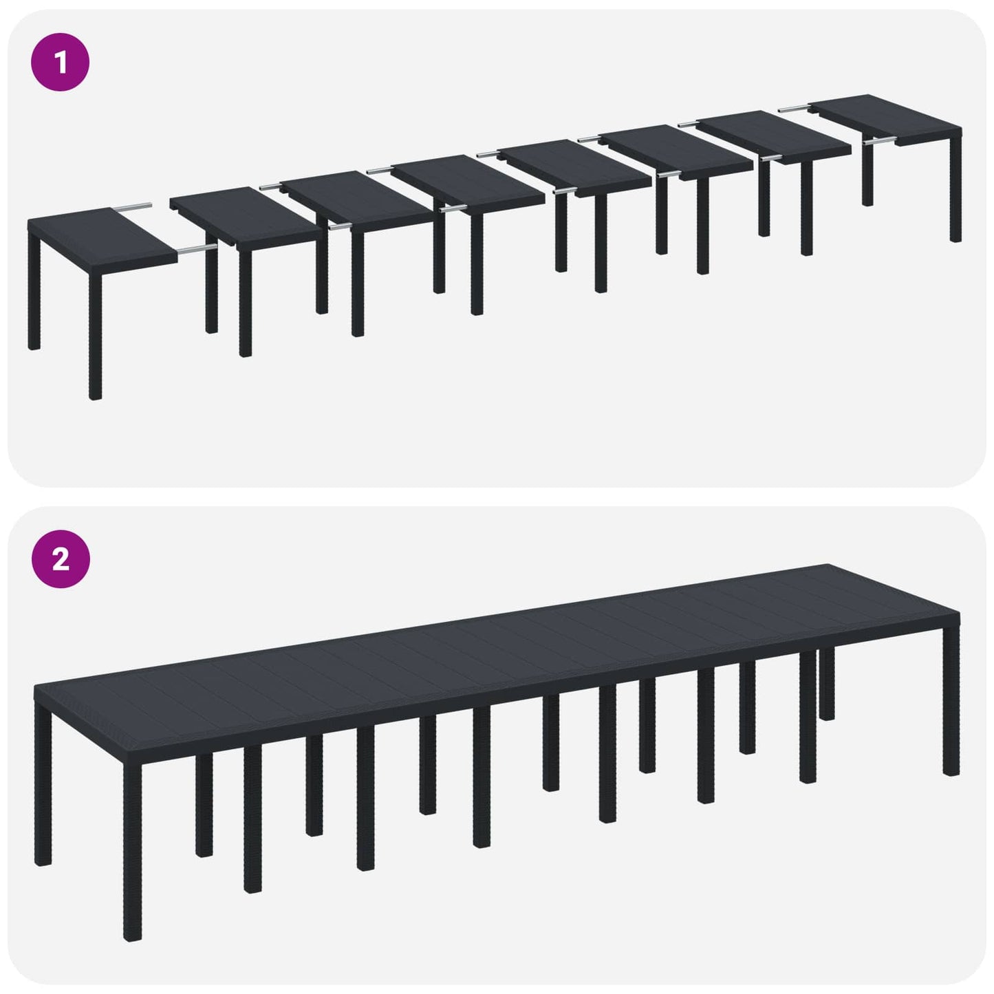 vidaXL Garden Table Anthracite 400 x 100 x 73 cm Poly Rattan