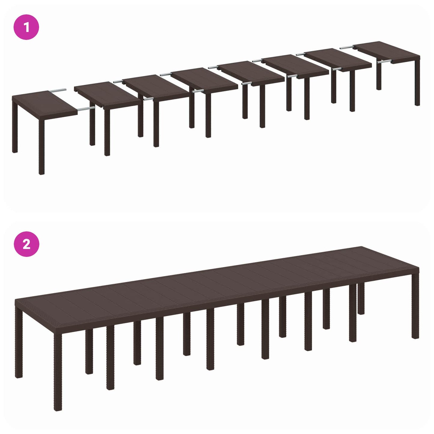 vidaXL Garden Table Brown 400 x 100 x 73 cm Poly Rattan