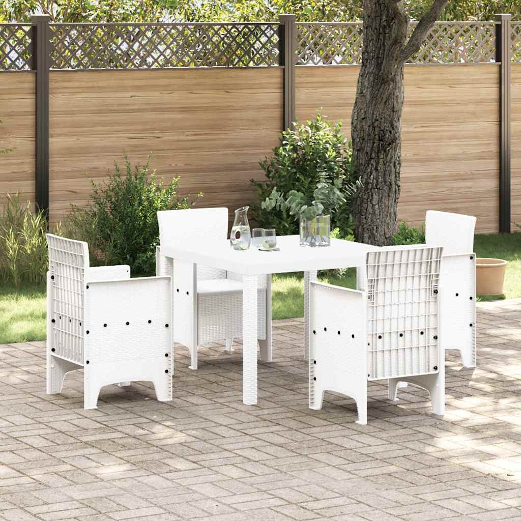vidaXL Garden Dining Set 5 pcs White Polypropylene