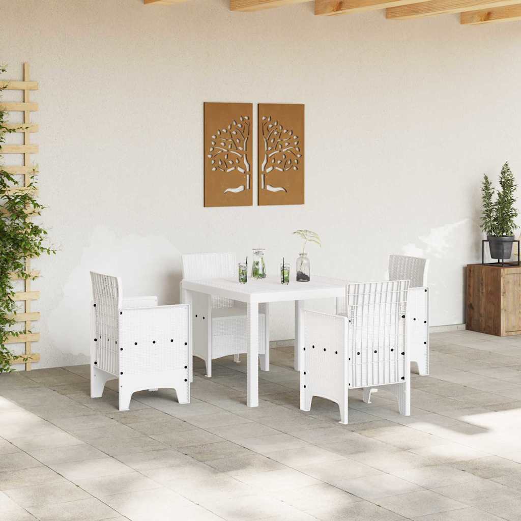 vidaXL Garden Dining Set 5 pcs White Polypropylene