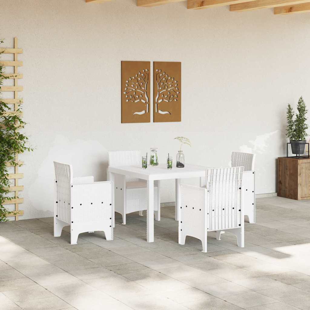 vidaXL Garden Dining Set 5 pcs White Polypropylene