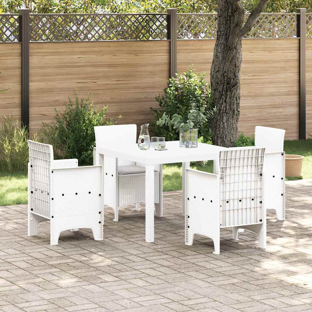 vidaXL Garden Dining Set 5 pcs White Polypropylene