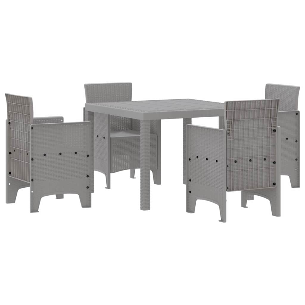 vidaXL Garden Dining Set 5 pcs Light Grey Polypropylene