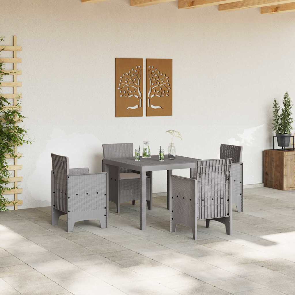 vidaXL Garden Dining Set 5 pcs Light Grey Polypropylene
