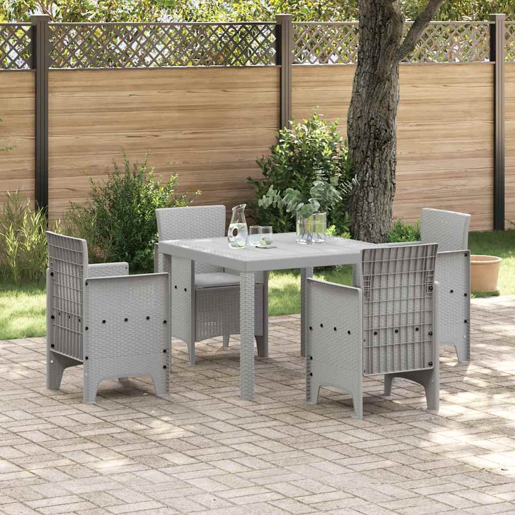 vidaXL Garden Dining Set 5 pcs Light Grey Polypropylene