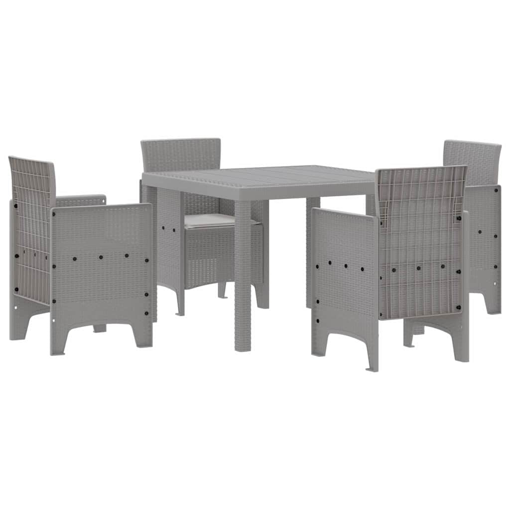 vidaXL Garden Dining Set 5 pcs Light Grey Polypropylene