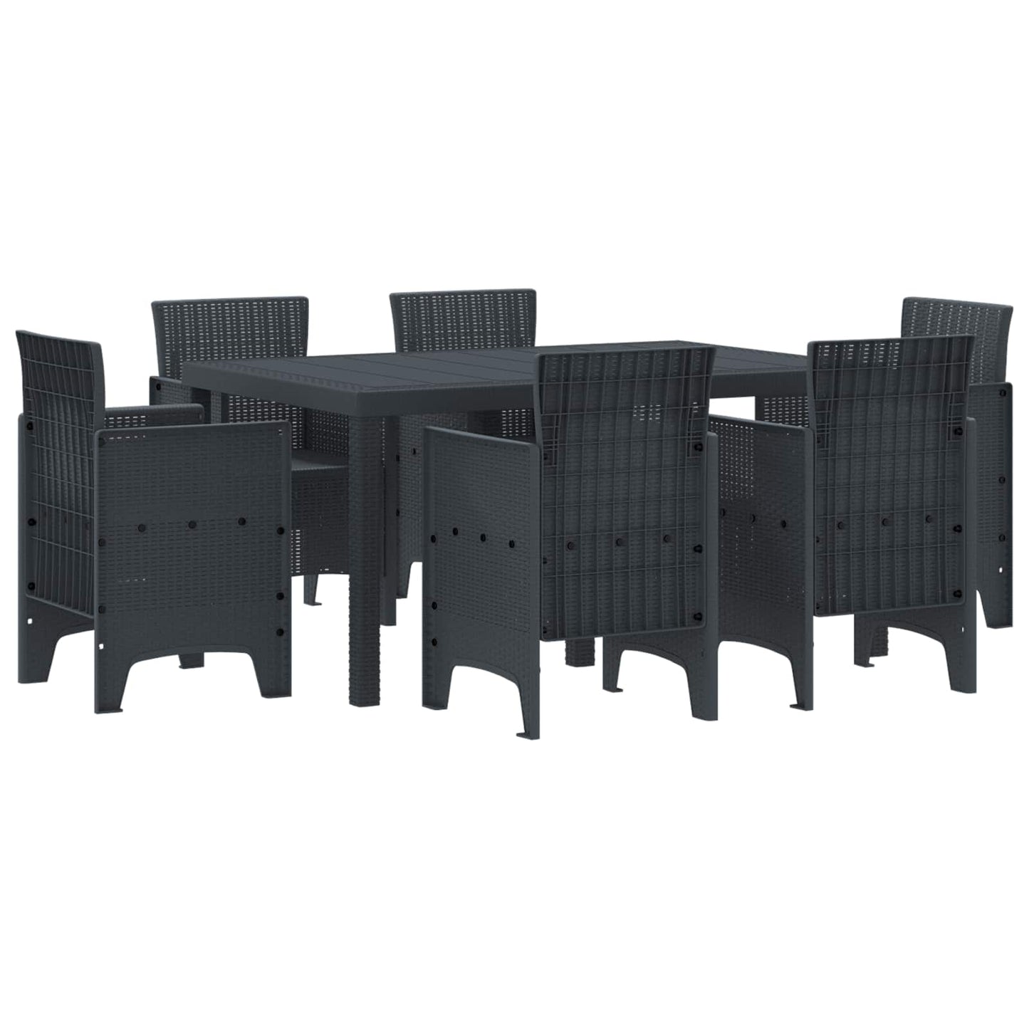 vidaXL Garden Dining Set 7 pcs Anthracite Polt rattan