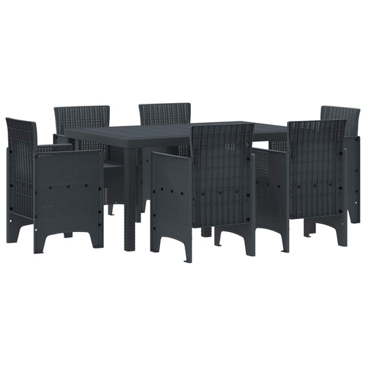 vidaXL Garden Dining Set 7 pcs Anthracite Polt rattan
