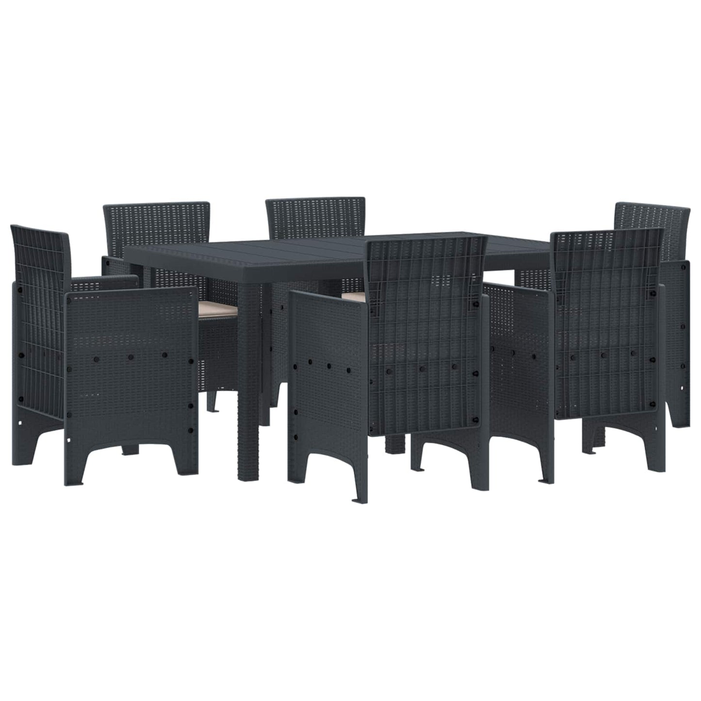 vidaXL Garden Dining Set 7 pcs Anthracite Polt rattan