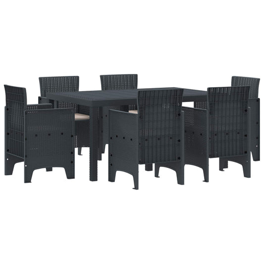 vidaXL Garden Dining Set 7 pcs Anthracite Polt rattan