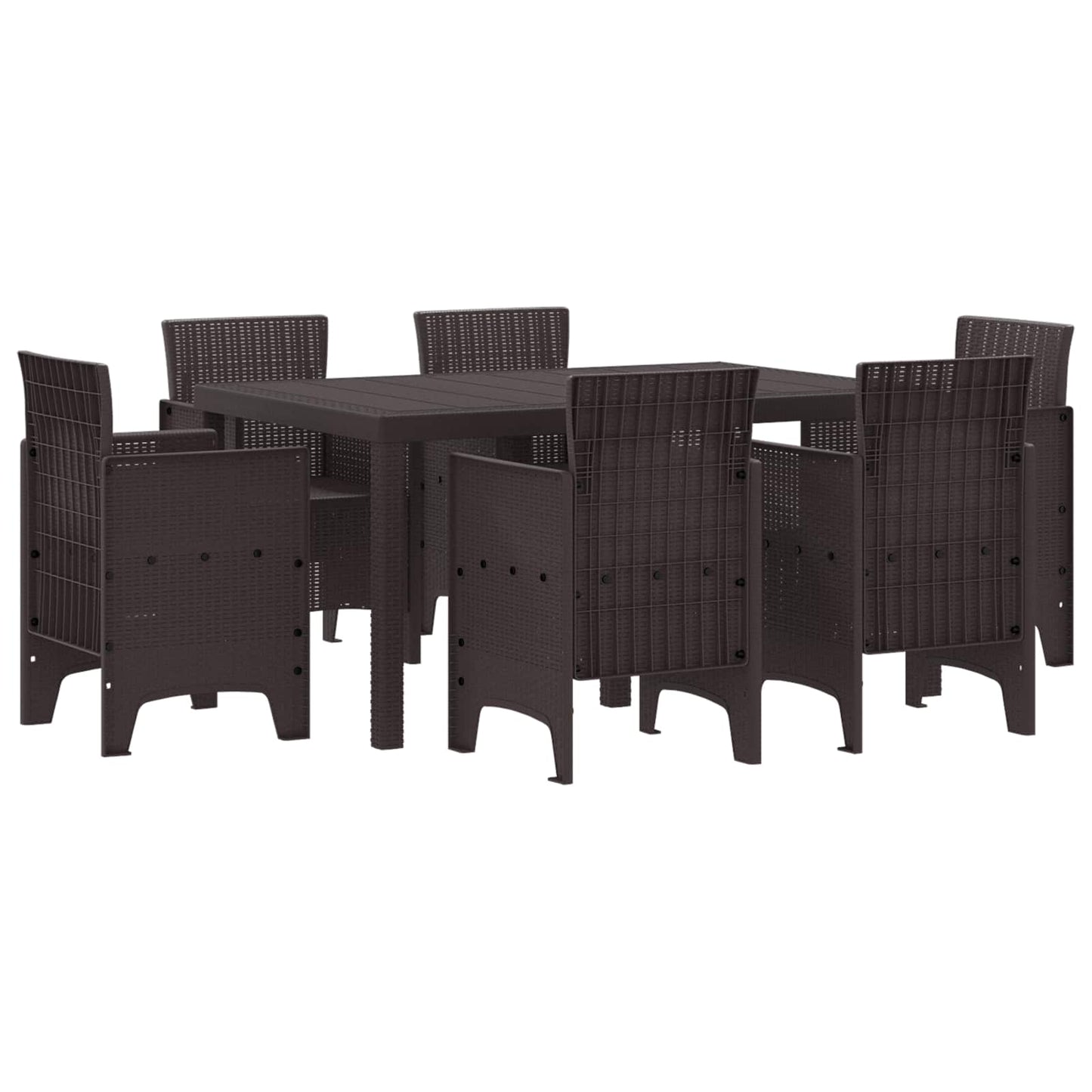 vidaXL Garden Dining Set 7 pcs Brown Polt rattan