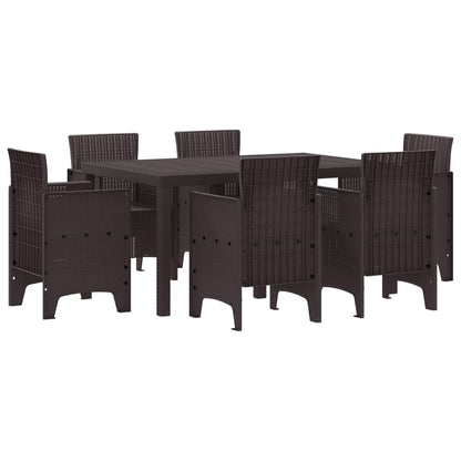 vidaXL Garden Dining Set 7 pcs Brown Polt rattan
