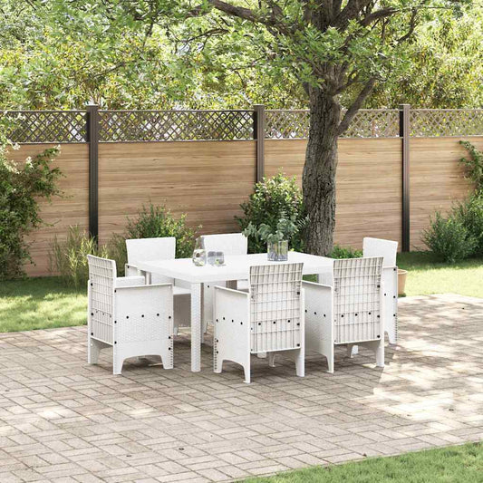 vidaXL Garden Dining Set 7 pcs White Polt rattan