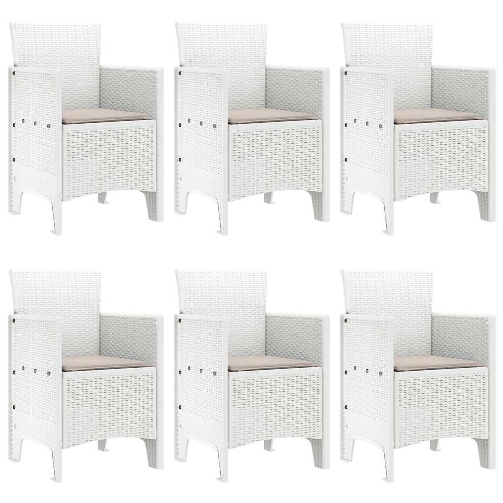 vidaXL Garden Dining Set 7 pcs White Polt rattan