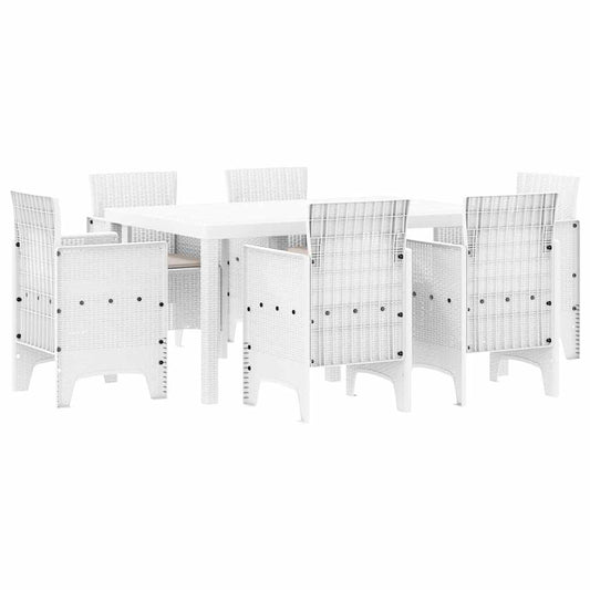 vidaXL Garden Dining Set 7 pcs White Polt rattan