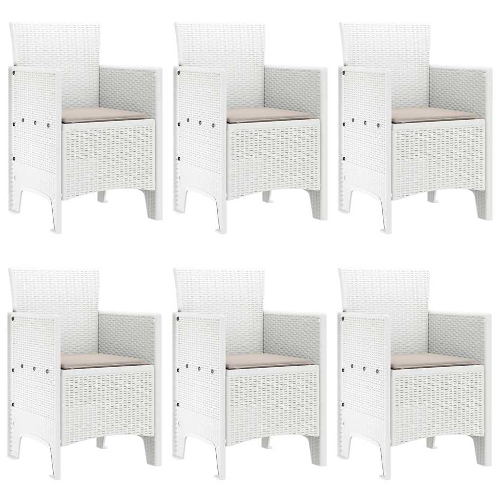 vidaXL Garden Dining Set 7 pcs White Polt rattan