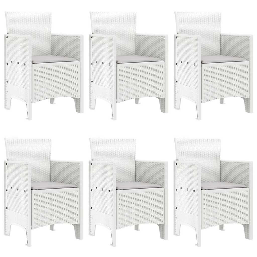 vidaXL Garden Dining Set 7 pcs White Polt rattan