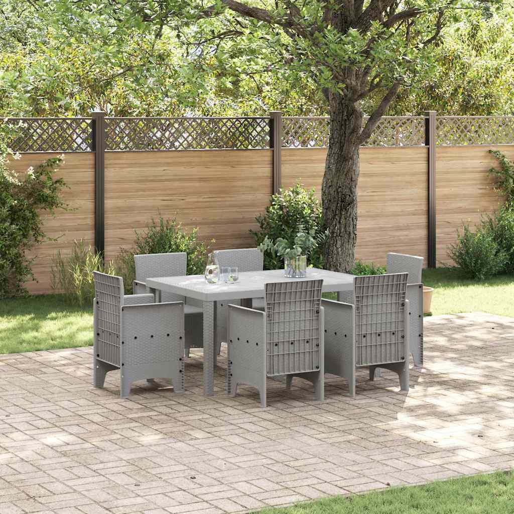 vidaXL Garden Dining Set 7 pcs Light Grey Polt rattan