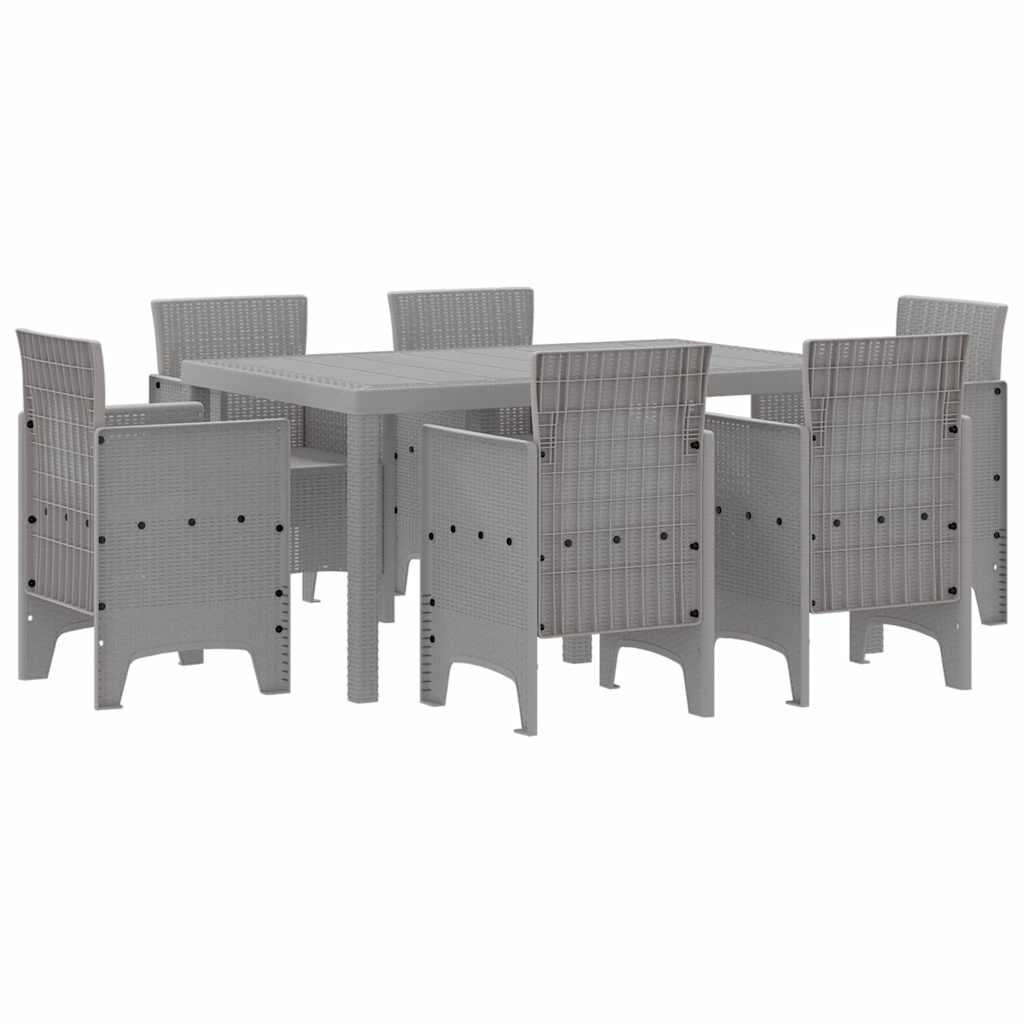 vidaXL Garden Dining Set 7 pcs Light Grey Polt rattan