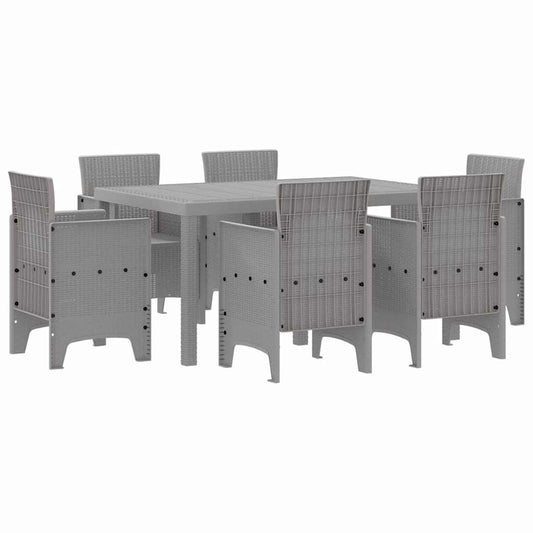 vidaXL Garden Dining Set 7 pcs Light Grey Polt rattan