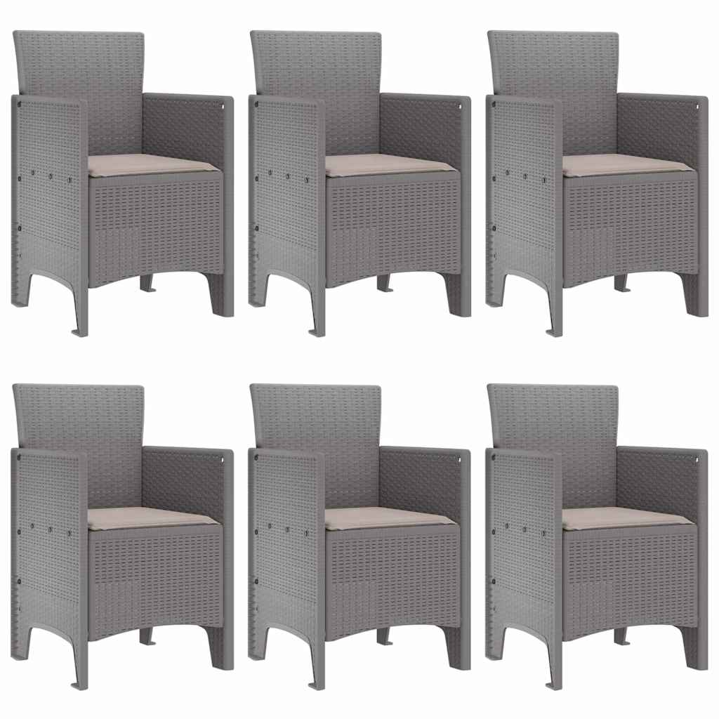 vidaXL Garden Dining Set 7 pcs Light Grey Polt rattan