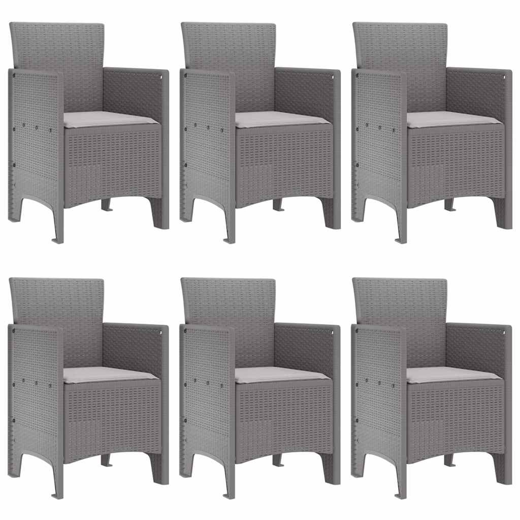 vidaXL Garden Dining Set 7 pcs Light Grey Polt rattan