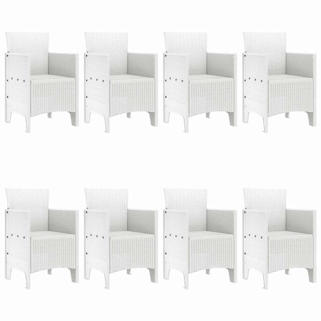 vidaXL Garden Dining Set 9 pcs White Polypropylene