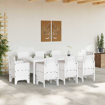 vidaXL Garden Dining Set 9 pcs White Polypropylene