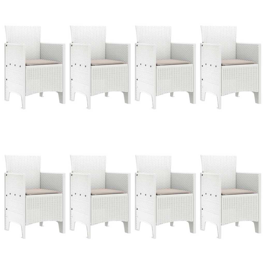 vidaXL Garden Dining Set 9 pcs White Polypropylene