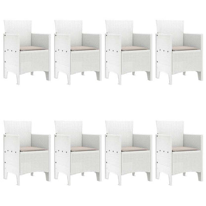 vidaXL Garden Dining Set 9 pcs White Polypropylene