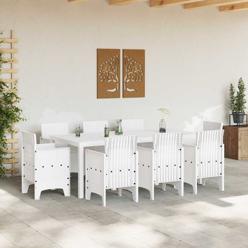 vidaXL Garden Dining Set 9 pcs White Polypropylene