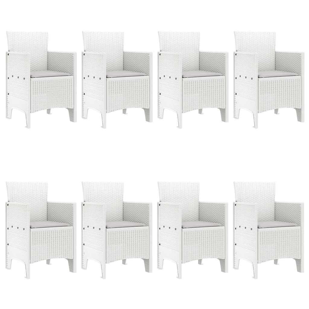 vidaXL Garden Dining Set 9 pcs White Polypropylene