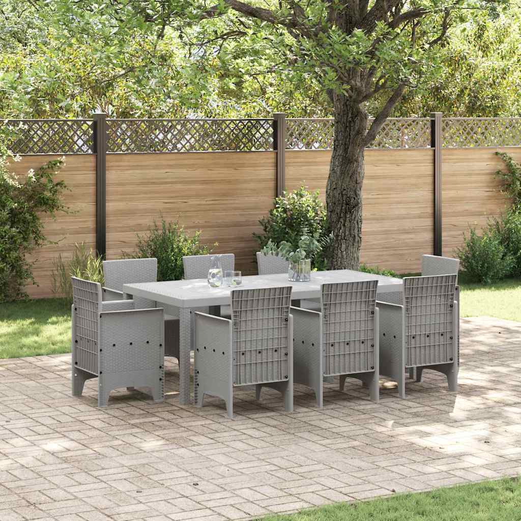 vidaXL Garden Dining Set 9 pcs Light Grey Polypropylene
