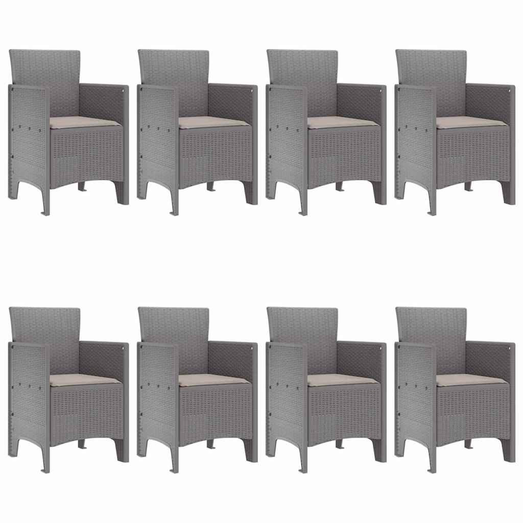 vidaXL Garden Dining Set 9 pcs Light Grey Polypropylene