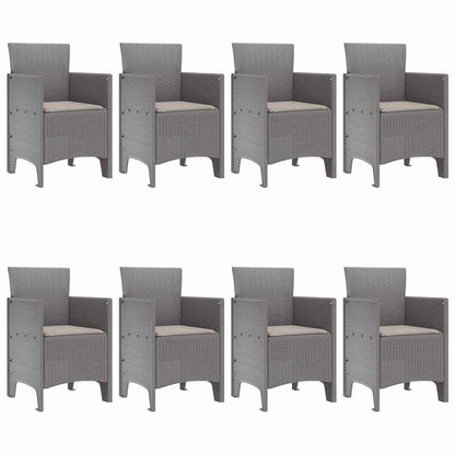 vidaXL Garden Dining Set 9 pcs Light Grey Polypropylene