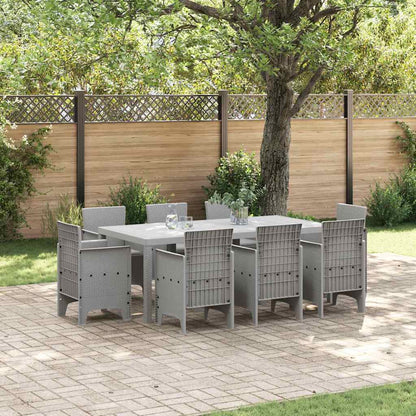 vidaXL Garden Dining Set 9 pcs Light Grey Polypropylene