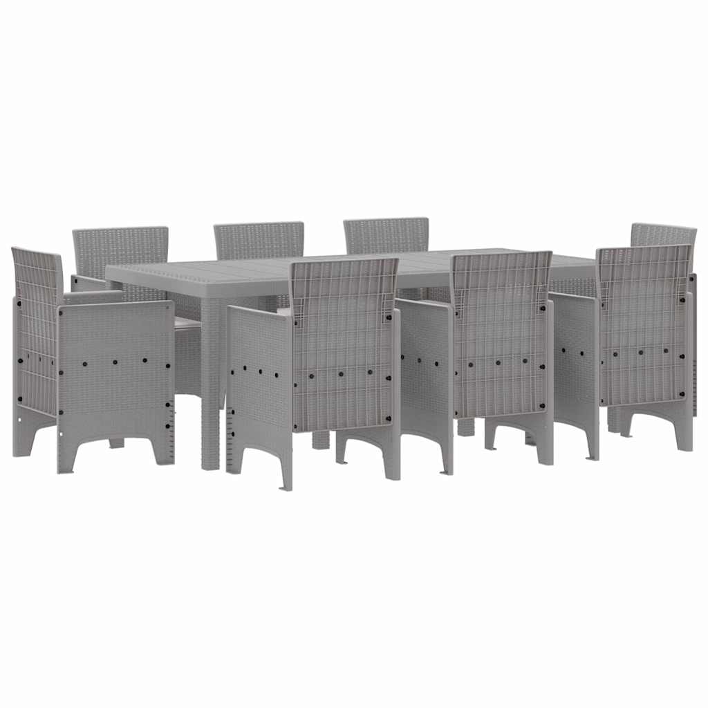 vidaXL Garden Dining Set 9 pcs Light Grey Polypropylene