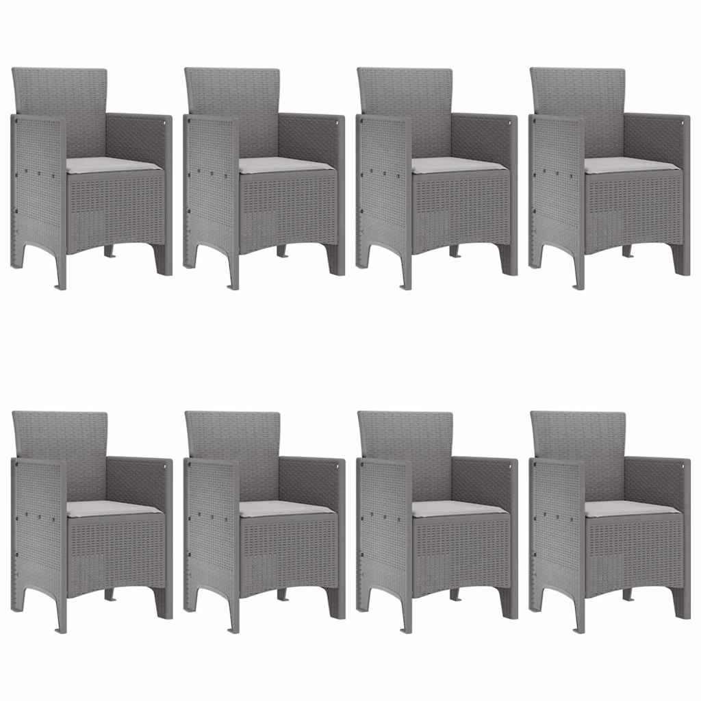 vidaXL Garden Dining Set 9 pcs Light Grey Polypropylene