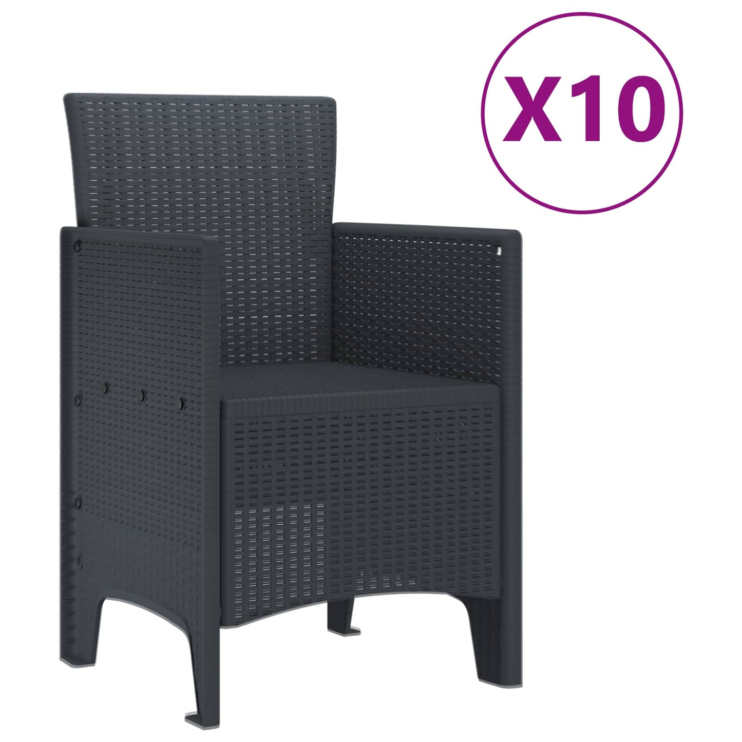 vidaXL Garden Dining Set 11 pcs Anthracite Polypropylene
