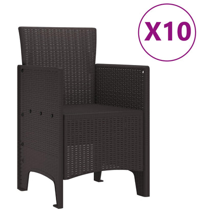 vidaXL Garden Dining Set 11 pcs Brown Polypropylene