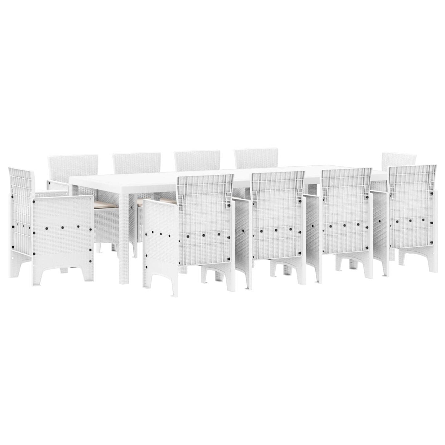 vidaXL Garden Dining Set 11 pcs White Polypropylene