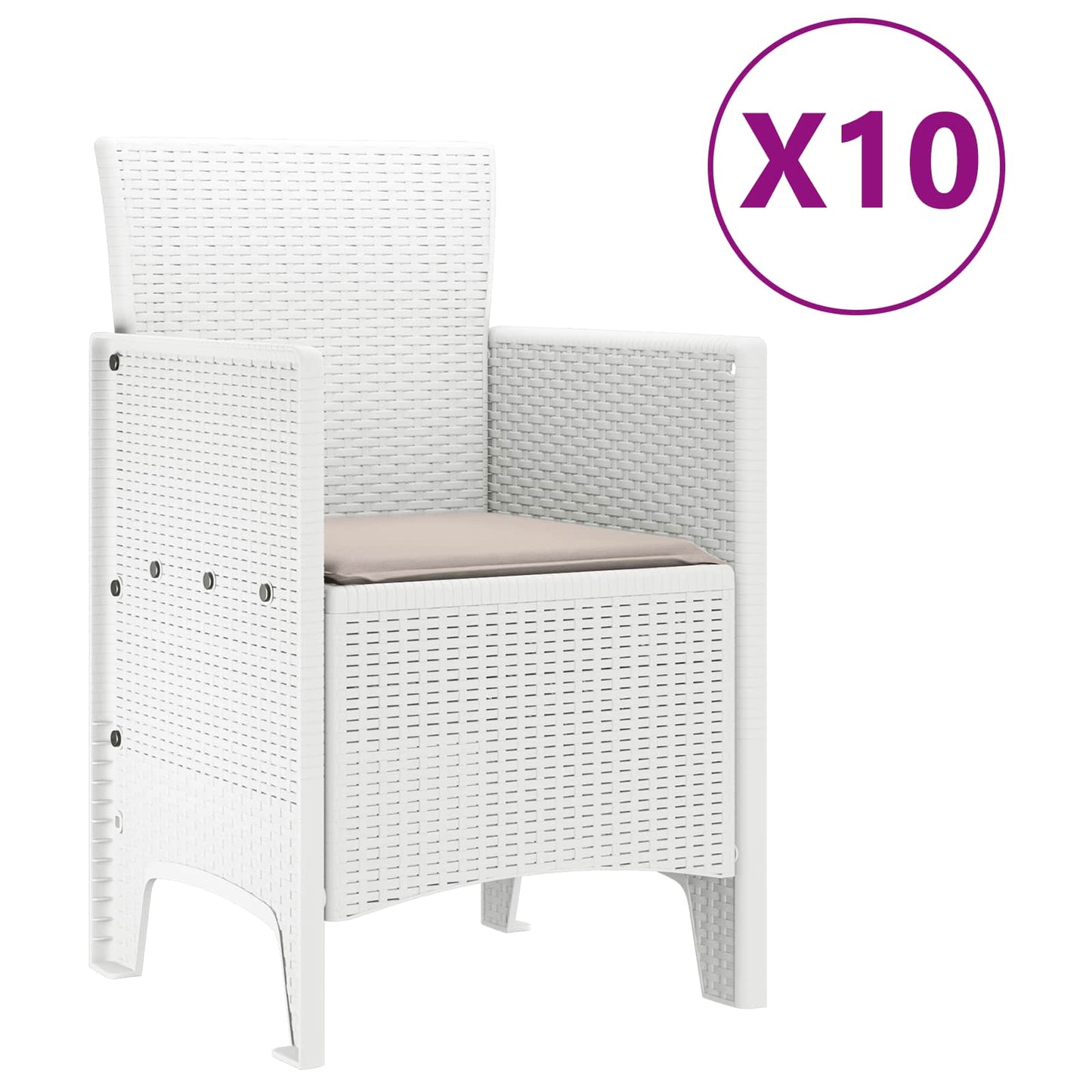 vidaXL Garden Dining Set 11 pcs White Polypropylene