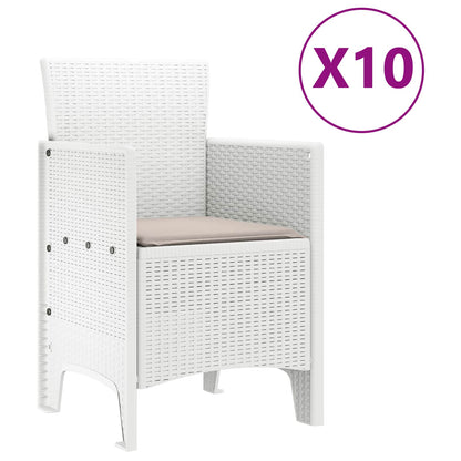 vidaXL Garden Dining Set 11 pcs White Polypropylene