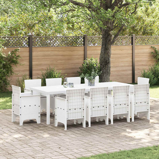 vidaXL Garden Dining Set 11 pcs White Polypropylene