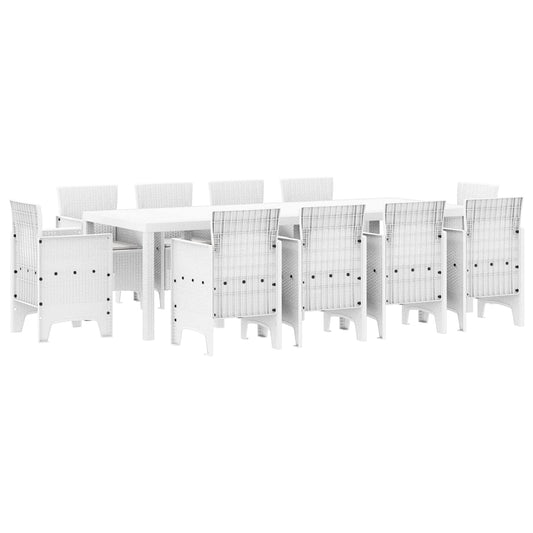 vidaXL Garden Dining Set 11 pcs White Polypropylene