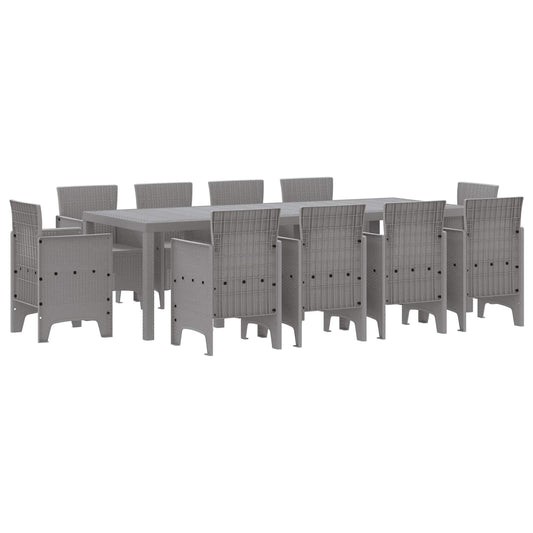 vidaXL Garden Dining Set 11 pcs Light Grey Polypropylene